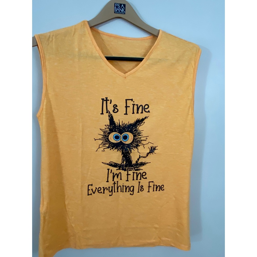 Graphic Tank Top Womens L Orange Its Fine Im Fine Everything Is Fine